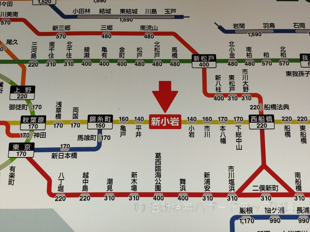 新小岩駅の路線図