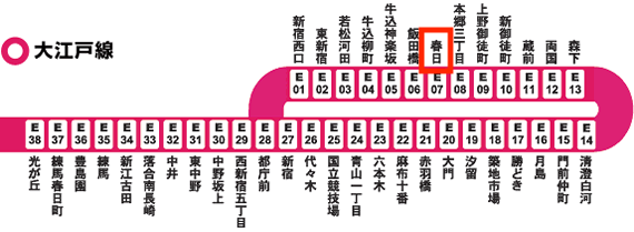 都営大江戸線春日駅の路線図