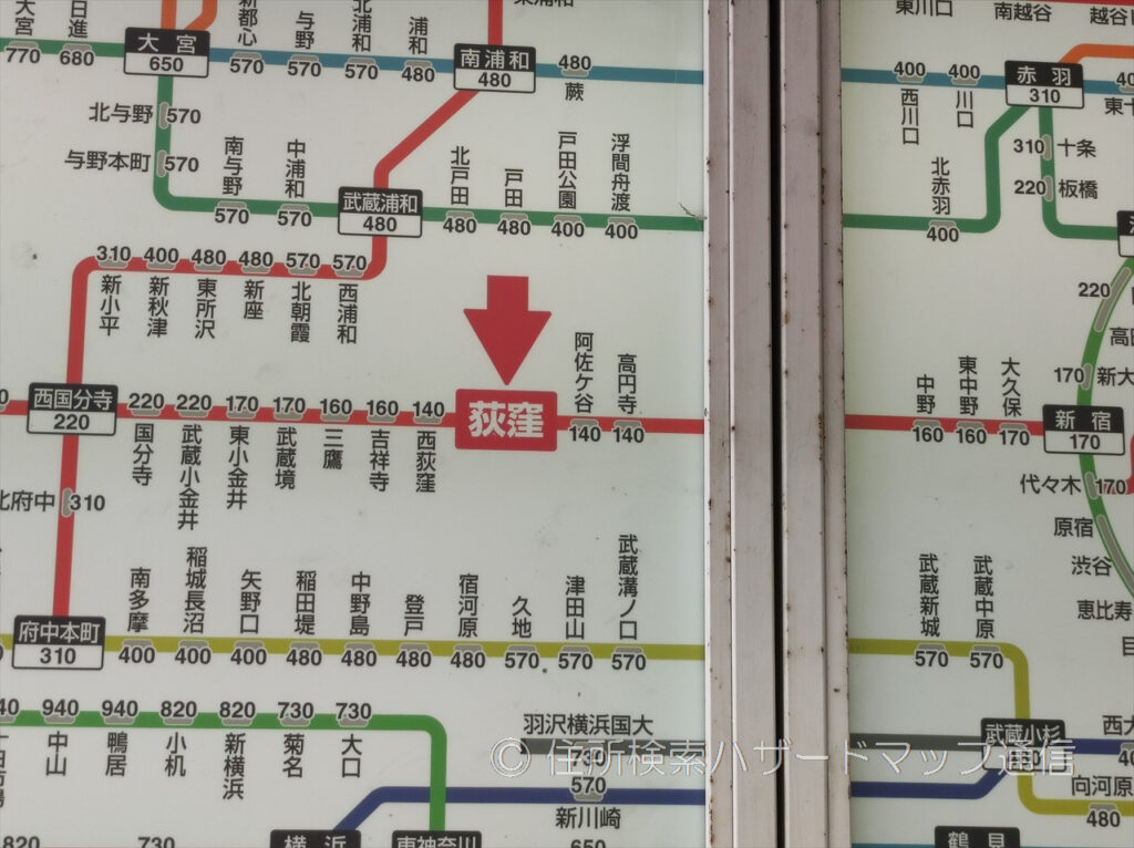 荻窪駅の路線図